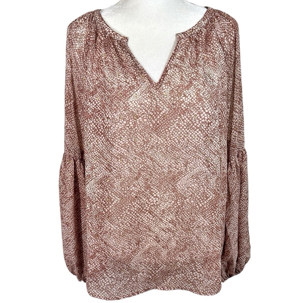 NWT- Lovestitch- Pink Reptile print Sheer Long Sleeve Tunic- Size L